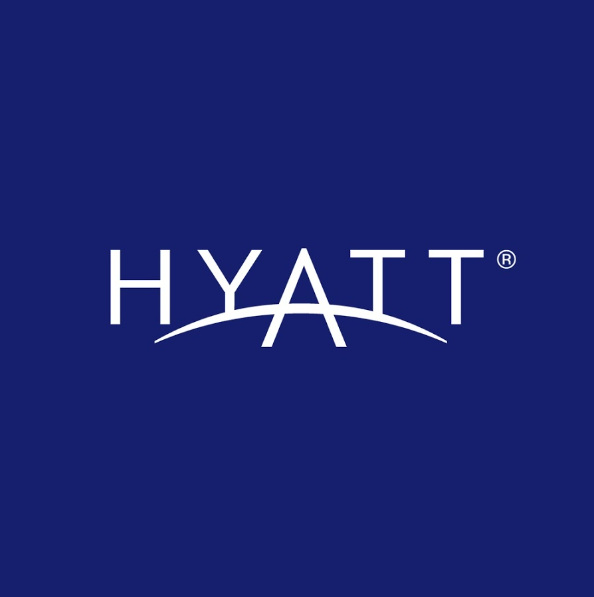 hyatt blue logo with white lettering