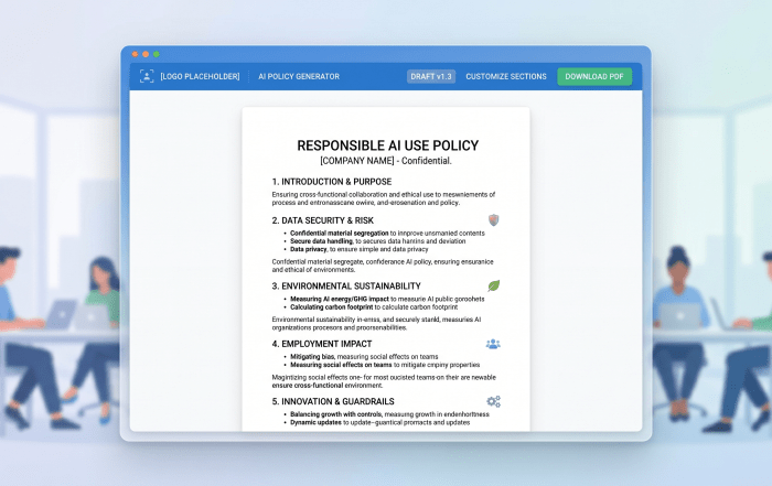 A preview of Third Partners AI Policy Generator tool. A free download.